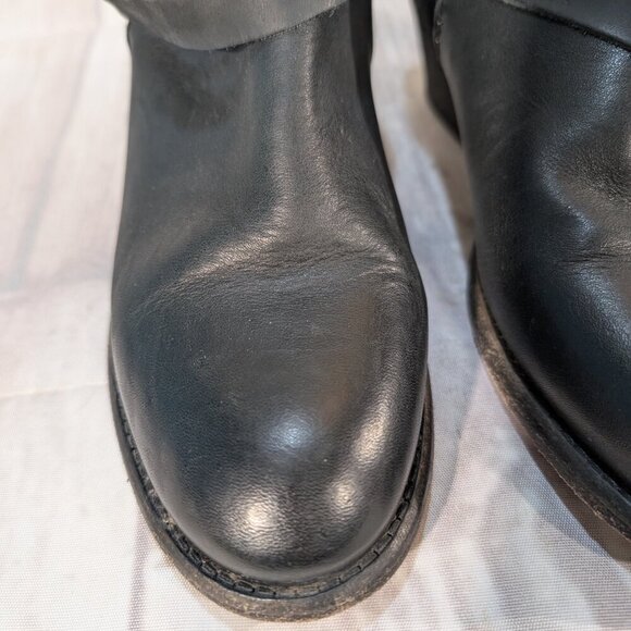 H by Hudson Horrigan Black Leather Double Buckle Ankle Booties Size 37 - Picture 10 of 15